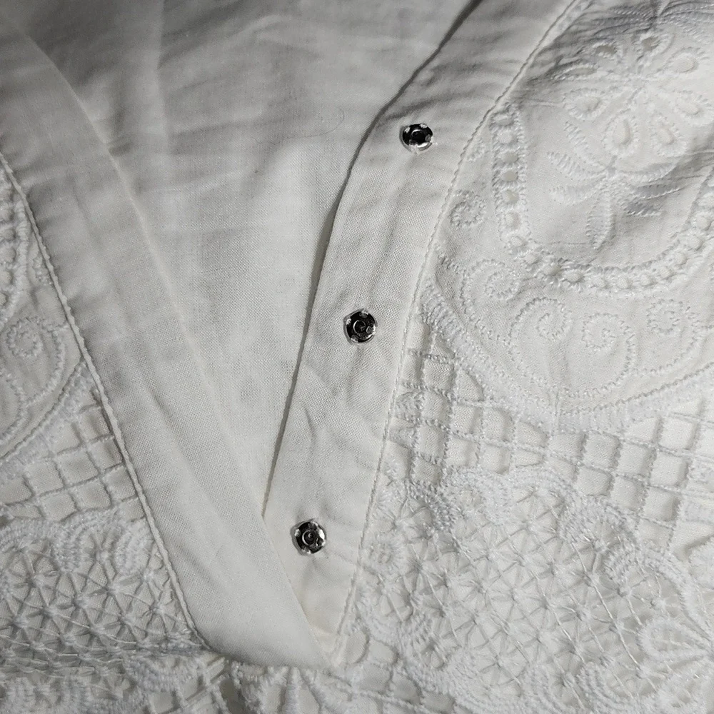 Etcetera Spring 2022 White Lace Dress 3/4 Sleeve‎ Pockets Size 2